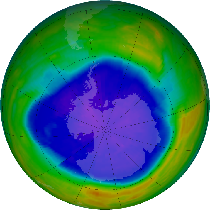 Antarctic ozone map for 13 September 2001